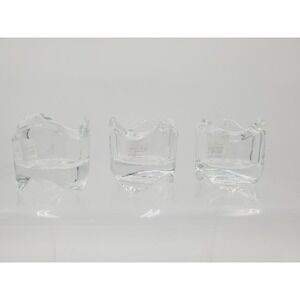 IKEA‎ Set Of 3 Clear Stackable Glass Candle Holder Votive Candle Tea Light Wave